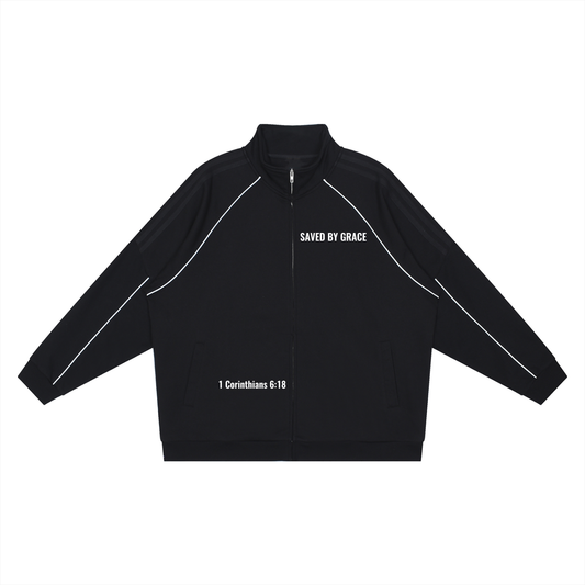 Reflection Striped Raglan Sleeve  Jacket